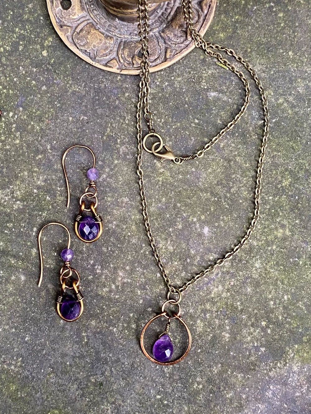 Amethyst Necklace and Earrings